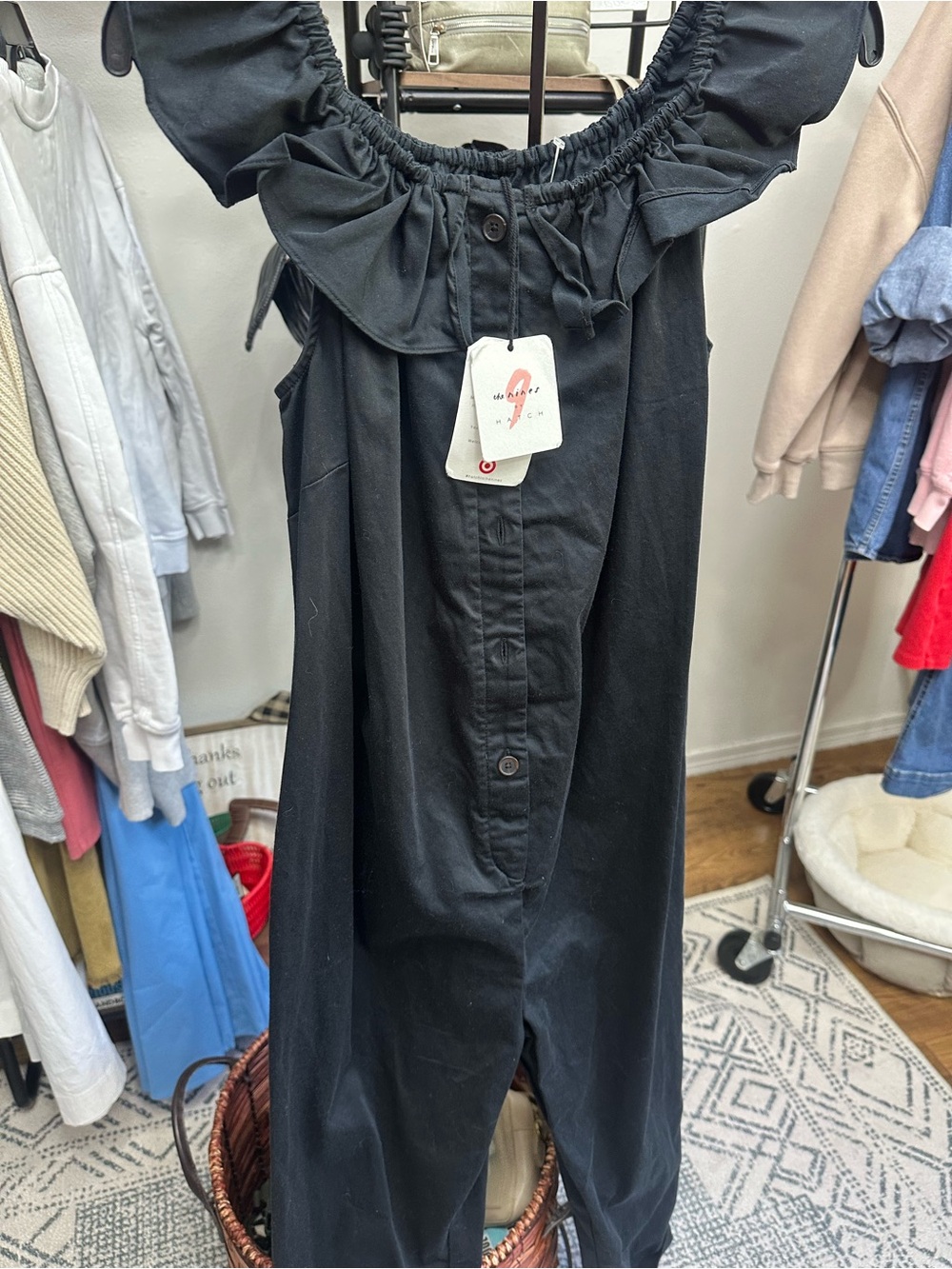 The Nines by HATCH Black Ruffle-Neck Jumpsuit - Picture 2 of 6